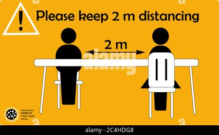 Un poster che ti chiede di mantenere la distanza durante le riunioni d'ufficio Illustrazione Vettoriale
