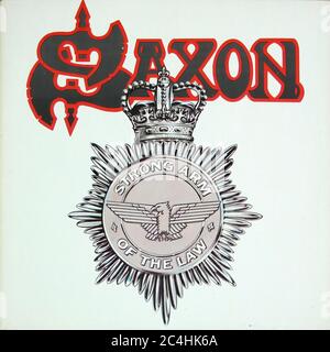 Saxon strong Arm of the Law 12'' Carrere France LP Vinyl - Vintage Record cover Foto Stock