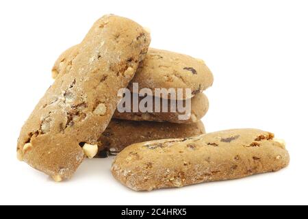 biscotti al mirtillo e cioccolato su sfondo bianco Foto Stock