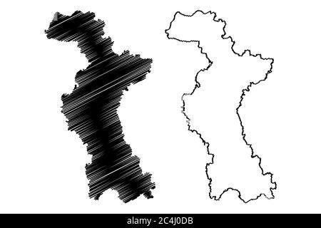 Zibo City (Repubblica popolare Cinese, Provincia di Shandong) mappa vettoriale illustrazione, schizzo di scarabocchio Città di Zibo mappa Illustrazione Vettoriale