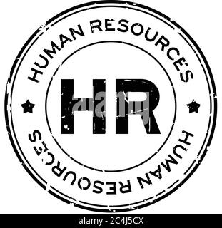 Grunge parola HR nera (abbreviazione di risorse umane) sigillo di gomma rotondo stampigliato su sfondo bianco Illustrazione Vettoriale