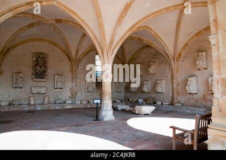 Volte del chiostro di Saint-Sauveur de Charroux abbazia (11 ° secolo), Charroux, Vienne (86), Nouvelle-Aquitaine regione, Francia Foto Stock