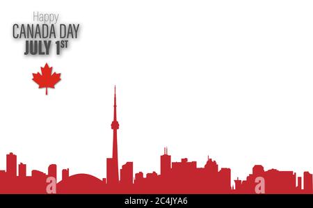 Poster Happy Canada Day. Biglietto d'auguri con illustrazione vettoriale. Canada foglie di acero su sfondo bianco. Carta rossa taglio canada foglia di acero. 1 luglio cele Illustrazione Vettoriale