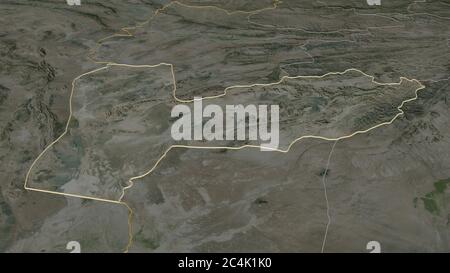 Ingrandisci Farah (provincia dell'Afghanistan) delineato. Prospettiva obliqua. Immagini satellitari. Rendering 3D Foto Stock