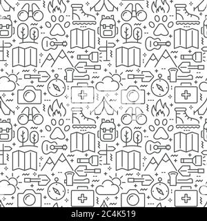 Campimg e trekking modello senza soluzione di continuità. eps vettoriale 8 Illustrazione Vettoriale