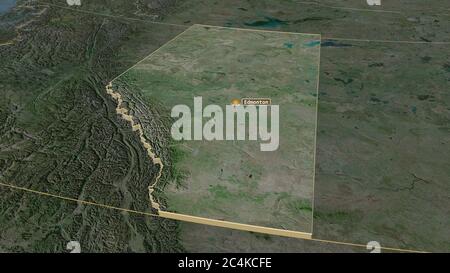 Ingrandisci Alberta (provincia del Canada) estruso. Prospettiva obliqua. Immagini satellitari. Rendering 3D Foto Stock