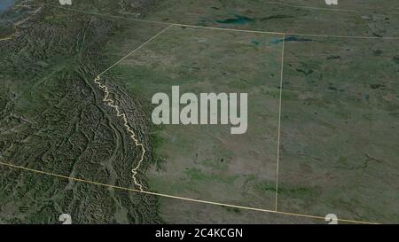 Ingrandisci Alberta (provincia del Canada) delineato. Prospettiva obliqua. Immagini satellitari. Rendering 3D Foto Stock