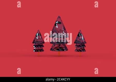 Albero di Natale carta da parati minimalista . rendering 3d . illustrazione 3d. Buon Natale concetto Foto Stock