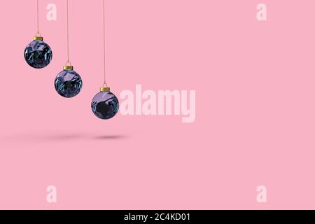 Palle di Natale carta da parati minimalista . rendering 3d . illustrazione 3d. Buon Natale concetto Foto Stock