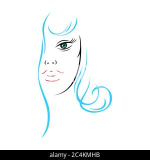 Metà donna viso con capelli lunghi. Forma ricolabile isolata dallo sfondo. L'illustrazione vettoriale è un elemento grafico per il design artistico. Illustrazione Vettoriale