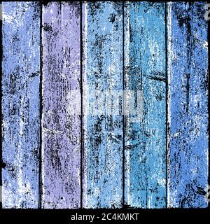 Struttura in legno blu con struttura naturale realistica. Pannello vuoto composto da tavole pulite. Sfondo vuoto in formato quadrato. Elemento grafico Illustrazione Vettoriale