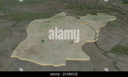 Ingrandisci Ninawa (provincia dell'Iraq) estruso. Prospettiva obliqua. Immagini satellitari. Rendering 3D Foto Stock