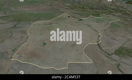 Ingrandisci Ninawa (provincia dell'Iraq) delineato. Prospettiva obliqua. Immagini satellitari. Rendering 3D Foto Stock