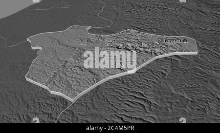 Ingrandisci Gerusalemme (quartiere di Israele) estrusa. Prospettiva obliqua. Mappa di elevazione bilivello con acque di superficie. Rendering 3D Foto Stock