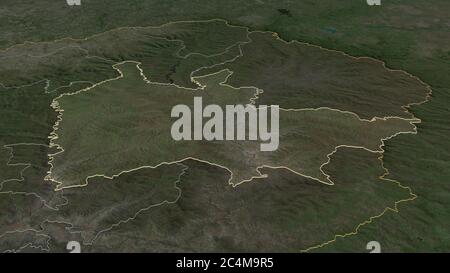 Ingrandisci Thaba-Tseka (distretto del Lesotho) delineato. Prospettiva obliqua. Immagini satellitari. Rendering 3D Foto Stock