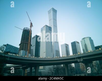 Pechino, Cina-Marzo 13,2020:Pechino CBD regione al tramonto Foto Stock