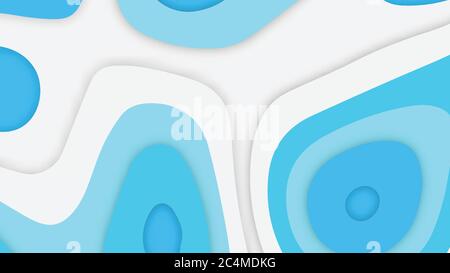 Sfondo astratto bianco e blu con forme di arte della carta con forme 3D e di taglio della carta. Layout del disegno di illustrazioni Vector EPS 10 per volantini o poster. Illustrazione Vettoriale