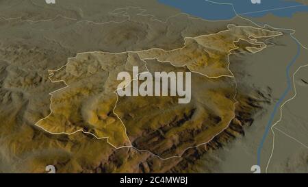 Ingrandisci Appenzello esterno (Cantone Svizzera). Prospettiva obliqua. Mappa topografica dei rilievi con acque superficiali. Rendering 3D Foto Stock