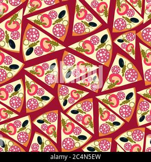 Immagine di sfondo delle fette di pizza, tema del cibo italiano Illustrazione Vettoriale
