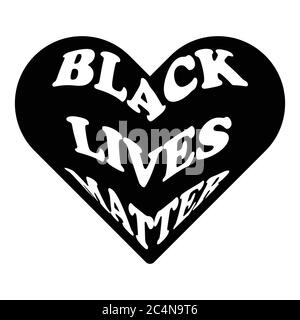 Black Lives Matter testo avvolto in cuore forma d'amore. Movimento BLM. Illustrazione nera isolata su sfondo bianco. Vettore EPS Illustrazione Vettoriale