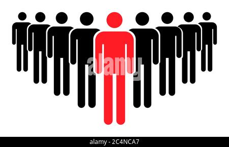 Raggruppamento persone icona piatta isolato su sfondo bianco. Simbolo del lavoro di squadra. Illustrazione del vettore di leadership . Illustrazione Vettoriale