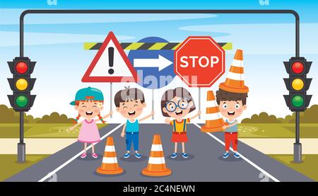 Progettazione concettuale con segnaletica stradale Illustrazione Vettoriale