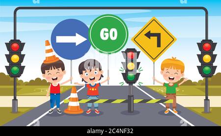 Progettazione concettuale con segnaletica stradale Illustrazione Vettoriale