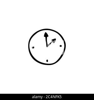Icona dell'orologio Doodle. Illustrazione vettoriale disegnata a mano Illustrazione Vettoriale