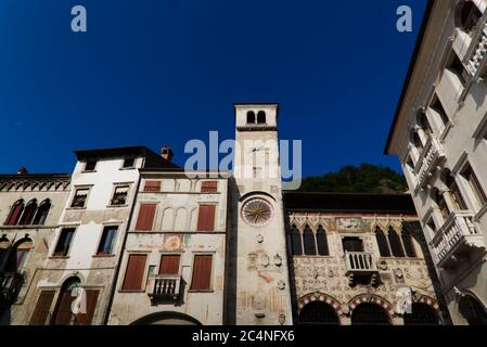 Italia, Vittorio Veneto, vista su Piazza Flaminio nel quartiere Serravalle Foto Stock