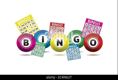 Bingo lotteria palle e bingo carte concetto vettore illustrazione Illustrazione Vettoriale