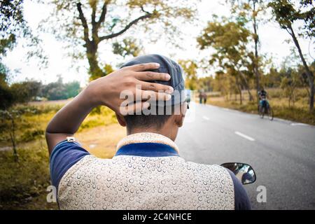 Operatore con una sola mano Foto Stock