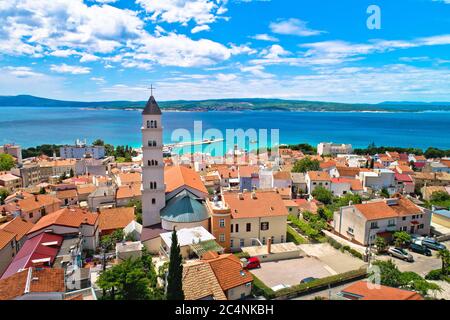 Crikvenica. Città sul mare Adriatico vista aerea. Regione della baia di Quarnero della Croazia Foto Stock