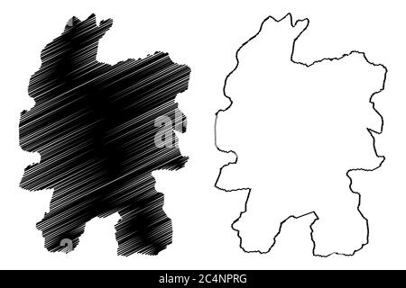 Solapur City (Repubblica dell'India, Stato di Maharashtra) mappa vettoriale illustrazione, scrimble sketch Città di Sholapur mappa Illustrazione Vettoriale