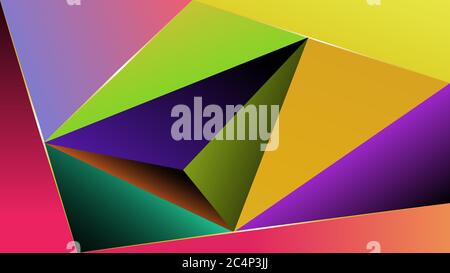 Sfondo da triangoli con riempimento sfumato multicolore. Lo sfondo è realizzato in sfumature multicolore. Illustrazione Vettoriale
