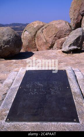 La tomba di Cecil John Rhodes, World's View, Matobo National Park, Zimbabwe Foto Stock