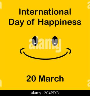 giornata internazionale della felicità, modello giorno della felicità, vettore logo giornata della felicità mondiale Illustrazione Vettoriale