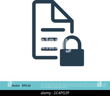 Document Secure, Paper and Padlock Icon disegno di modello di logo vettoriale. EPS vettoriale 10. Illustrazione Vettoriale
