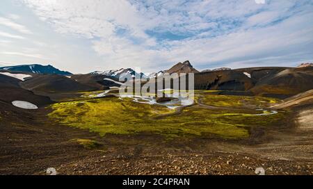 Immagine paesaggistica dell'area di Fjallabak negli altopiani islandesi Foto Stock