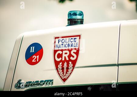 Parigi Francia 13 maggio 2019 Vista della polizia auto nelle strade di Parigi Foto Stock
