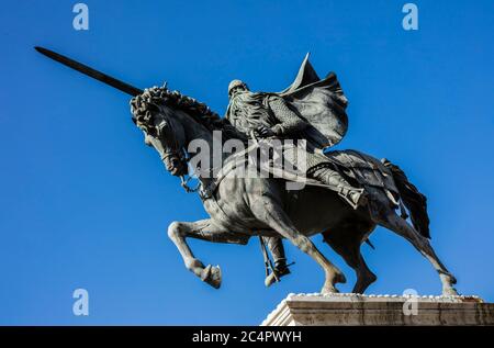 Statua DI EL Cid nella città di Burgos, Castiglia e Leon regione del nord della Spagna Foto Stock