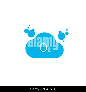 Simbolo O2 in una nuvola. Illustrazione vettoriale di stock isolata su sfondo bianco Illustrazione Vettoriale