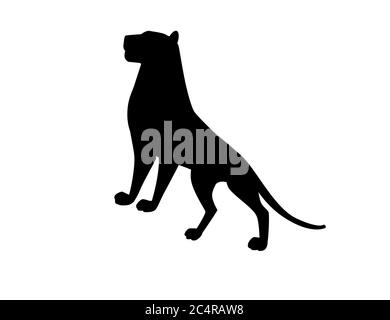 Nero silhouette leonessa adulta african wild predatory Cat femmina leone cartoon cute animale disegno piatto vettore illustrazione isolato su sfondo bianco Illustrazione Vettoriale