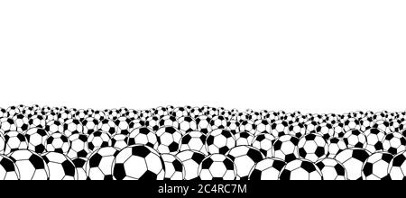 Sfondo di palline da calcio, situate in fondo, nere su bianco Illustrazione Vettoriale