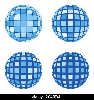 Insieme di sfere vettoriali di comunicazione. Icone globo 3d isolate. Palline con diversi elementi di effetto opacità. Illustrazione Vettoriale