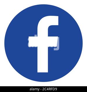 VORONEZH, RUSSIA - 21 NOVEMBRE 2019: Icona rotonda del logo Facebook di colore blu Illustrazione Vettoriale