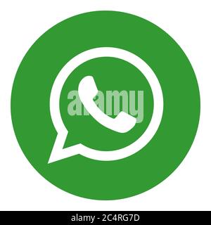 VORONEZH, RUSSIA - 21 NOVEMBRE 2019: Icona rotonda con logo WhatsApp in colore verde Illustrazione Vettoriale