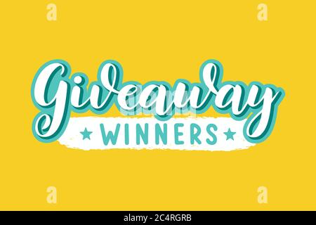 Citazione dei vincitori del giveaway disegnati a mano. Scritte per poster, banner, cartoncino, adesivi, design per le festività. Illustrazione vettoriale Illustrazione Vettoriale