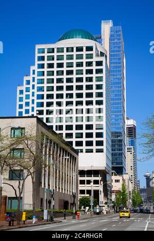 Edifici sulla 2nd Avenue, Seattle, Washington state, USA Foto Stock