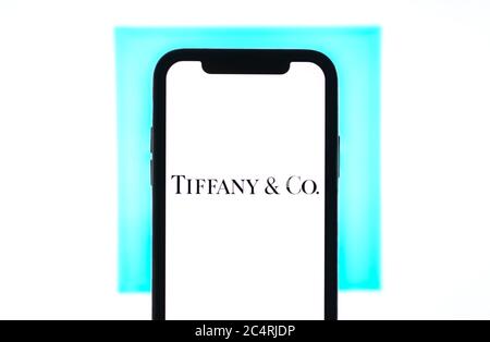 Logo Tyffany e Co sullo schermo dello smartphone. Foto Stock