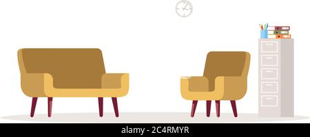 Sedia beige e divano semi piatto RGB colore illustrazione vettoriale Illustrazione Vettoriale